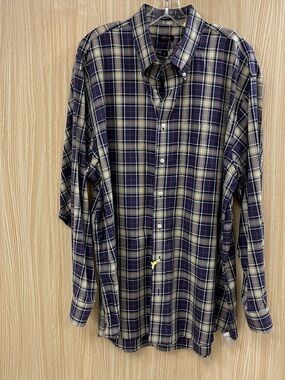 Overton navy plaid shirt size xl